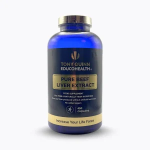 Tony Quinn Educohealth Pure Beef Liver Extract capsules bottle for energy and nutritional support